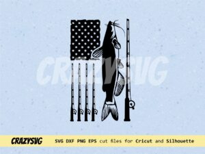 American Flag Pole Catfish SVG
