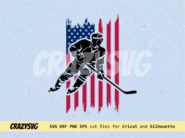 American Hockey SVG USA Flag Full Color File