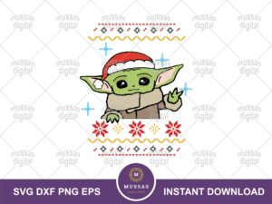 Baby Yoda SVG Christmas ugly The Mandalorian Vector Design