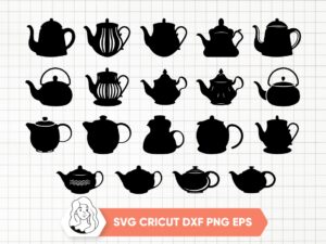 Bundle Set Teapot SVG Cut Files Teapot Silhouette