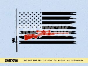 Cool American Flag distressed SVG Fishing and Hunting Vector
