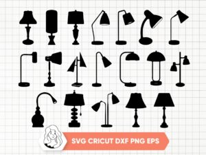 Desk Lamp SVG Silhouette Bundle Table Lamp Svg Street Light Clipart
