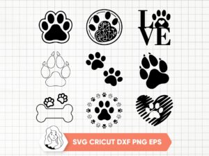 Dog-Paw-SVG-Bundle-Love-Paw-Print-Design-for-Cricut-Decals-Project