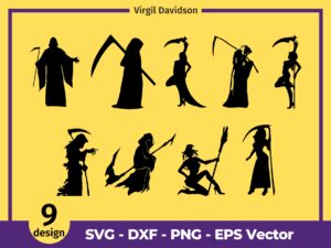 Grim Reaper Girl SVG Cut Files Cricut, DXF PNG EPS Vector
