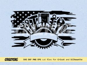 Mechanic SVG US Flag Tools Template Father Day Clipart