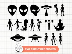 NEW! Alien SVG Bundle, Clipart Alien Silhouette