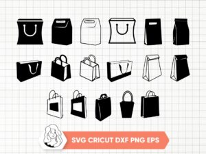 Paper Bag Silhouette SVG Bundle Paper Bag Clipart