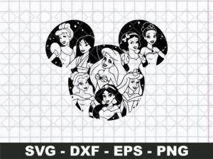 Princess SVG Disneyland Mickey Mouse Silhouette Vector PNG