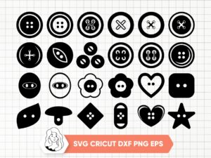 Sewing Button Clipart Bundle Sewing Black SVG Silhouette