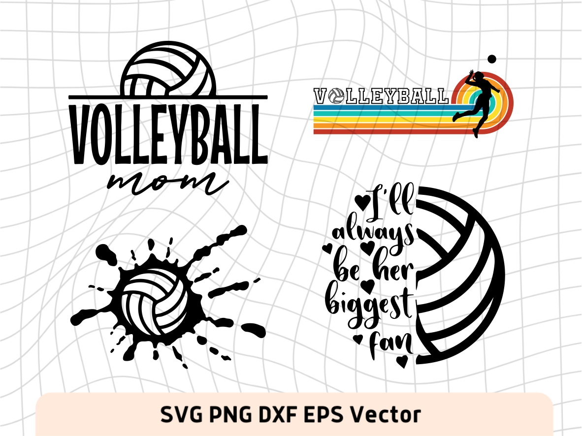Volleyball SVG Bundle, Mom Retro Style | Vectorency