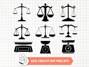 Weightier Silhouette Clipart Vector Image , Balance Svg, Law Balance SVG