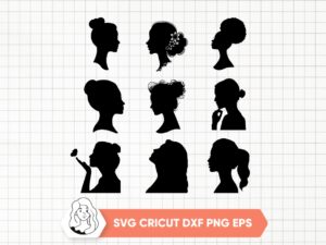Woman Heads SVG Bundle, Woman Heads Silhouette Clipart