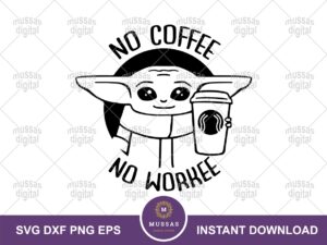 Baby-Yoda-SVG-No-coffee-no-workee-outline-silhouette