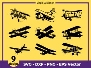 Biplane-SVG-Set-Bundle-Biplane-Silhouette-Plane-Clipart
