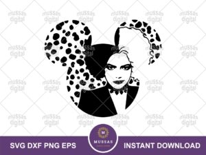 Cruella-SVG-cut-files-cricut-ears-Dalmatians-outline-silhouette-vector