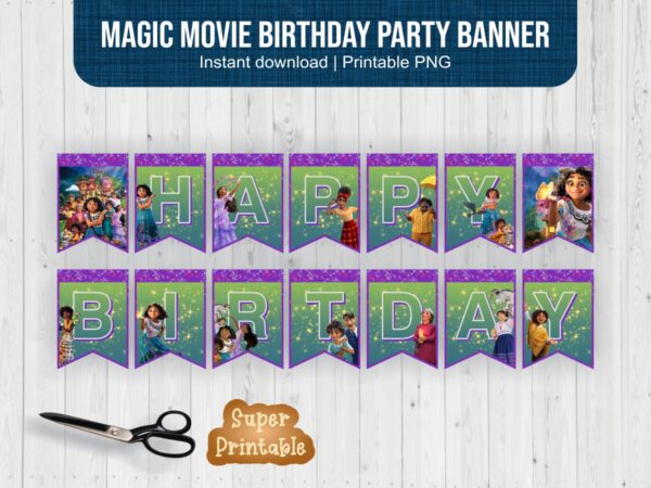 Magic Movie Birthday Party Banner Printable PNG Vectorency Magic Movie Birthday Party Banner Printable PNG