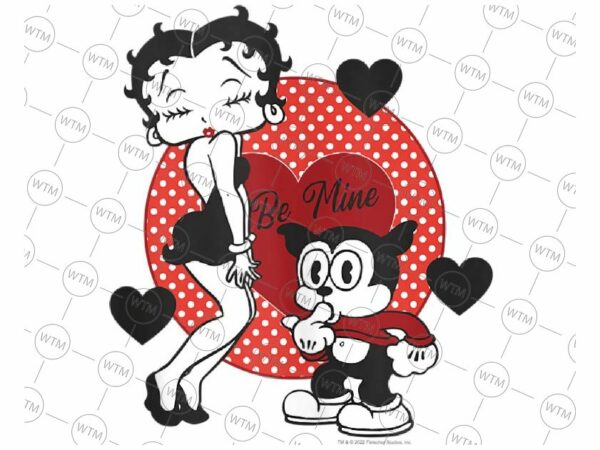 VC WTM CV VA1025 2 Vectorency Betty Boop Valentine's Day Be Mine Betty Hearts Png, Betty Boop Tumbler Wrap Design Cartoon Digital Download Png
