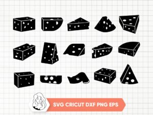 Cheese-SVG-Bundle-Cheese-Silhouette-Set-Swiss-Cheese-Svg-Cheese-Slice-Clip-Art