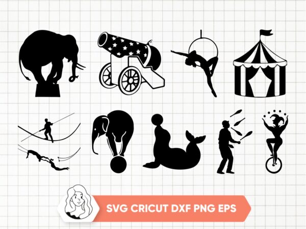 Circus-Set-SVG-Bundle-Circus-Clipart-Silhouette