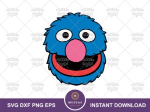 Grover-Sesame-Street-Face-SVG-Clip-Art-Layered