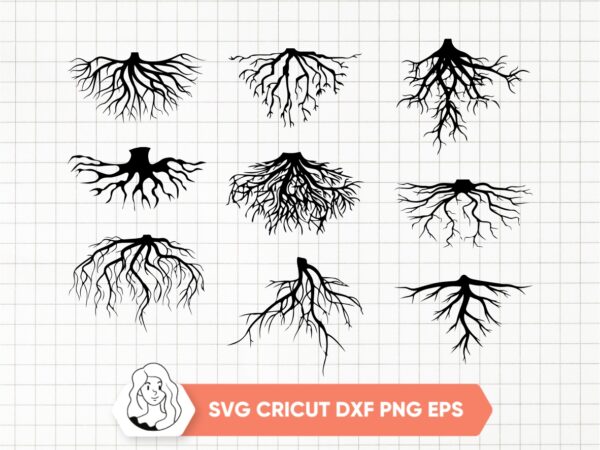 Roots-SVG-Roots-Silhouette-Clipart-Bundle