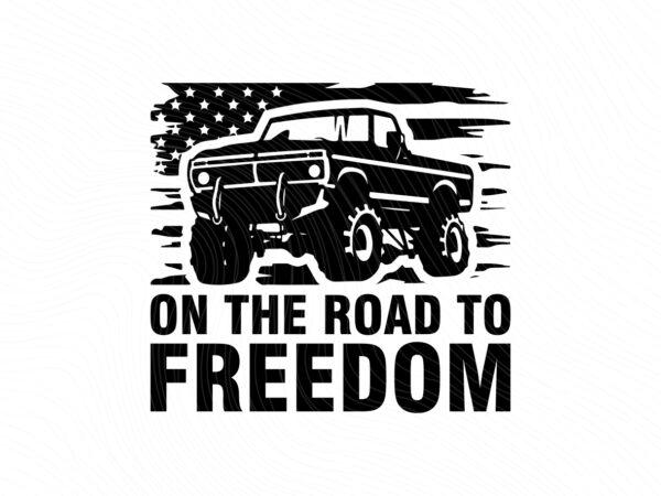 Vintage-Truck-On-the-road-to-freedom-SVG-Us-flag