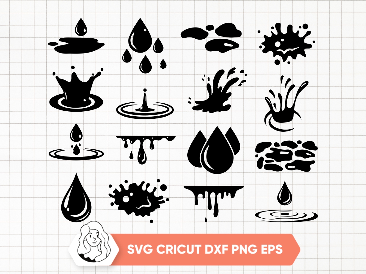 Water Droplets SVG Water Silhouette Cricut Instant Download