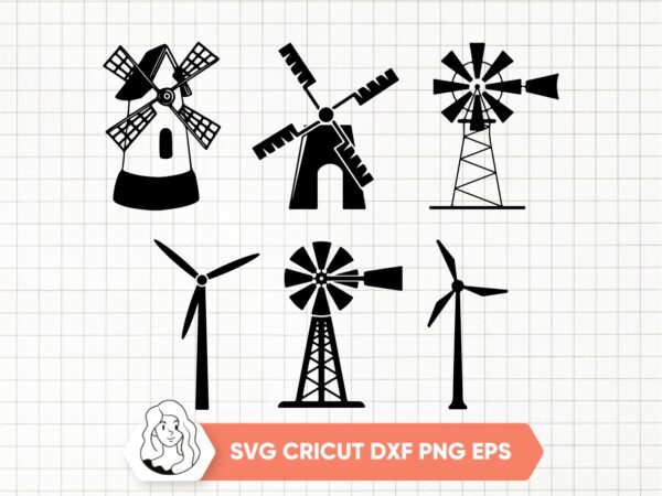 Windmill-Electric-SVG-SET-Windmill-Electric-Silhouette-Old-Windmill-Vector-Design-Bundle