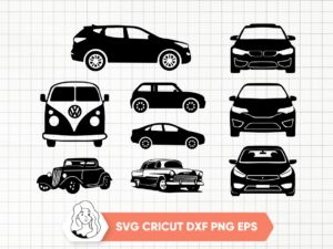 Car SVG Bundle Sports Car Silhouette, Van Vector