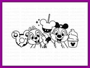 Chip and Dale SVG Cut Files Cricut Disneyland snacks file outline silhouette