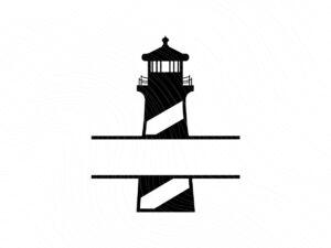 Lighthouse Cut Files, Lighthouse Split Name Frame SVG