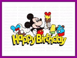 Mickey Birthday Cake Topper, Happy Birthday Printable, Mickey Mouse PNG file