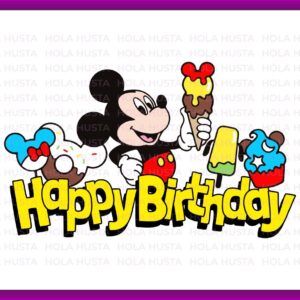 Mickey Birthday Cake Topper, Happy Birthday Printable, Mickey Mouse PNG file