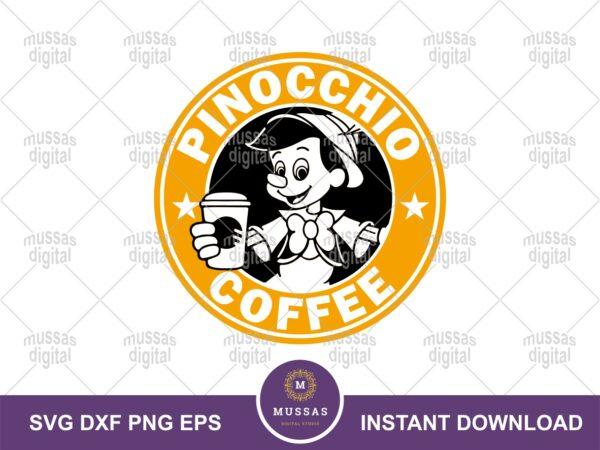 Pinocchio SVG Cut Files, PNG coffee