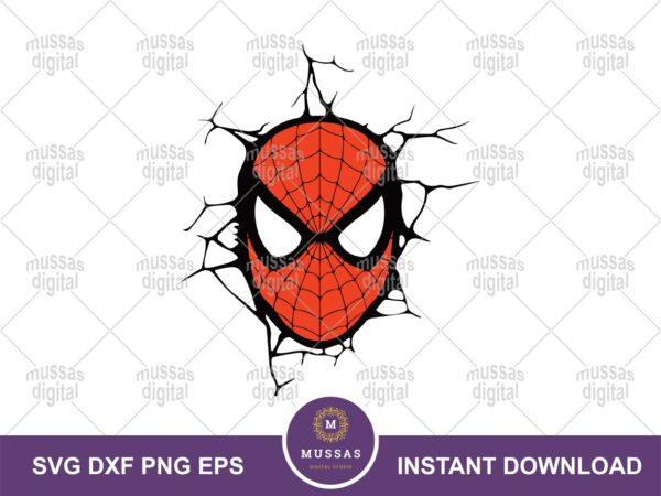 Spiderman Face Mask Cut Files, SVG, PNG, DXF and EPS