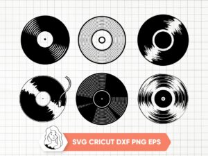 Vinyl Record Silhouette vector, vinyl svg cut files