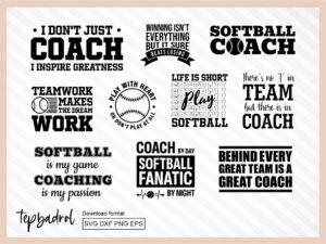 softball coach svg cut files bundle for cricut, coach png, sublimation design