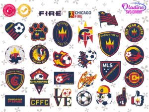Chicago Fire SVG Bundle, MLS Clipart Logo Set, PNG