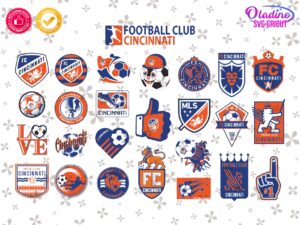 FC Cincinnati Design Set Bundle, MLS SVG, MLS FC Cincinnati Clip Art SVG
