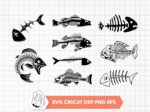 Fish Bone SVG Bundle Fish Bone Clipart Silhouette