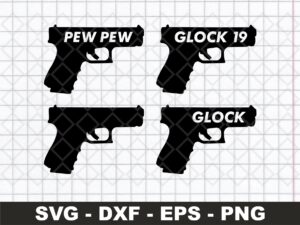 GLock SVG, Glock Pew Pew Clip Art, Gun Vector SVG PNG