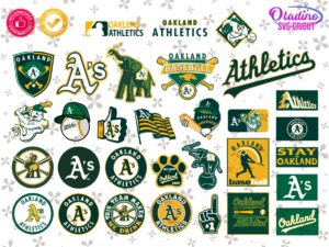 Oakland Athletics Clip Art Logo Design Bundle, Oakland Athletics SVG, Png, Dxf, MLB Vector
