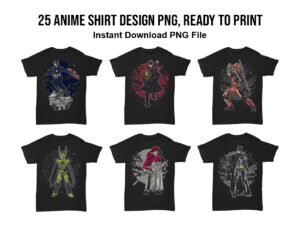 25 Anime Shirt Design PNG, Ready to Print, Anime DTF DTG