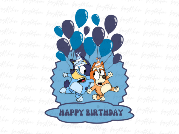 Bluey Birthday Cake Topper PNG PDF