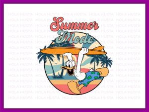 Donald Duck Retro Summer Mode SVG Vector, Summer Trip Vacay Mode Magical Kingdom PNG Sublimation
