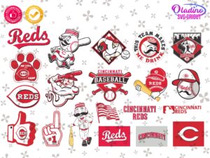 MLB Cincinnati Reds SVG Design, Digital Cut Files, Baseball Clipart PNG Vector