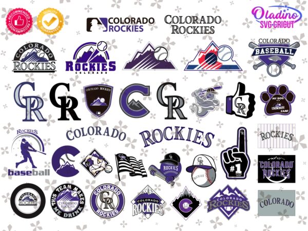 MLB Colorado Rockies SVG Design, Digital Cut Files, Colorado Rockies Baseball Clipart PNG Vector