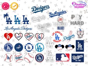 MLB LA Dodgers SVG Design, Digital Cut Files, Los Angeles Baseball Clipart PNG Dodgers Vector