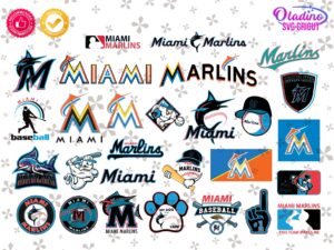 MLB Miami Marlins SVG Design, Digital Cut Files, Miami Baseball Clipart PNG Vector
