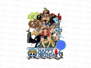 One Piece Birthday Cake Topper Template PNG
